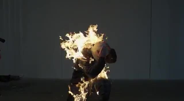 Full body burn with safety crew
